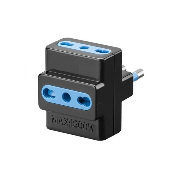 Enchufe Macho Triple 10a 250v 2p+T Negro
